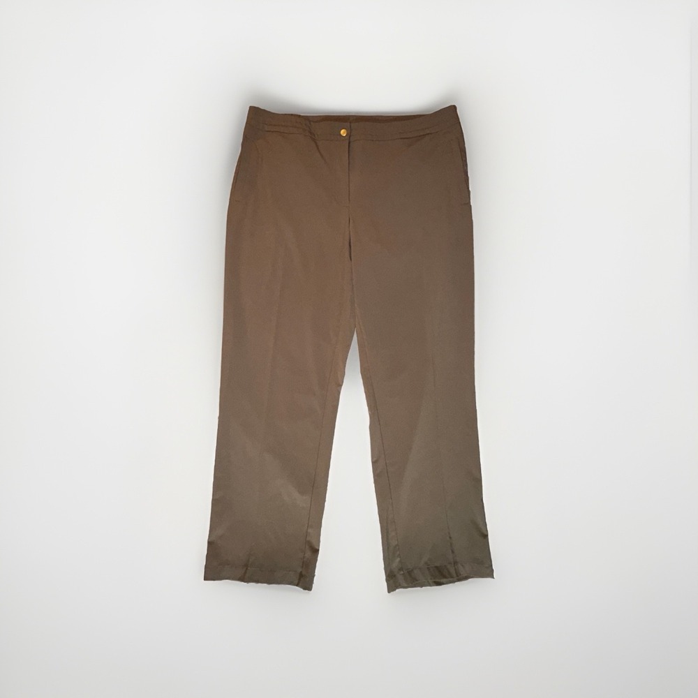 Chino's Zenergy Lightweight Women's Brown Pants Size L‎ Stretch Button/Zip 36x30